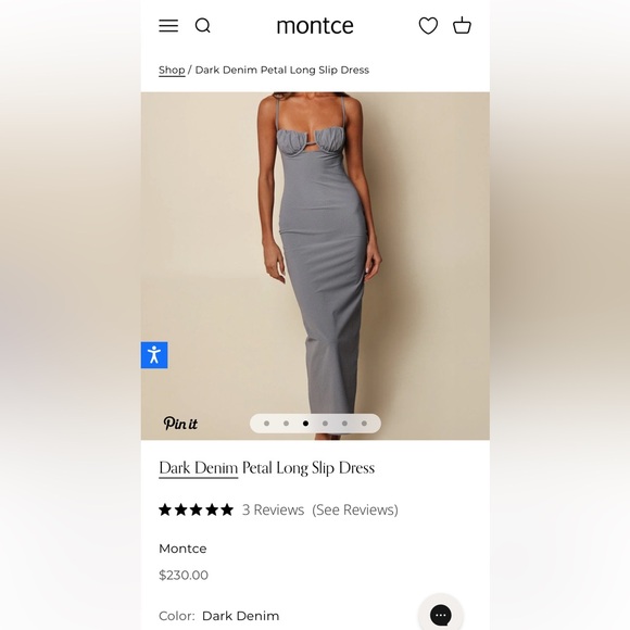 Montce x Olivia Culpo Dark Denim Petal Long Slip Dress - Picture 5 of 8